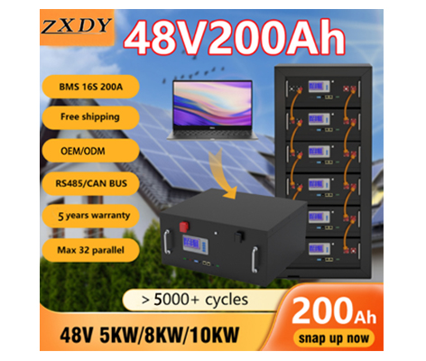 48V 200Ah 100Ah LiFePO4 배터리 팩 51.2V 10Kw